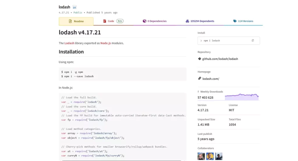 пакет lodash