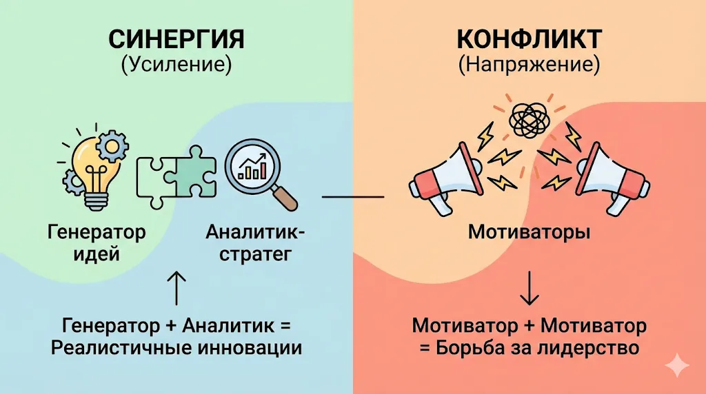 Примеры синергии и конфликта
