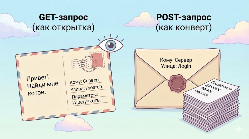 Открытка (GET) и конверт (POST).