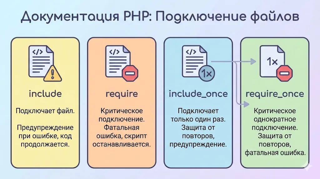 Четыре функции подключения файлов PHP