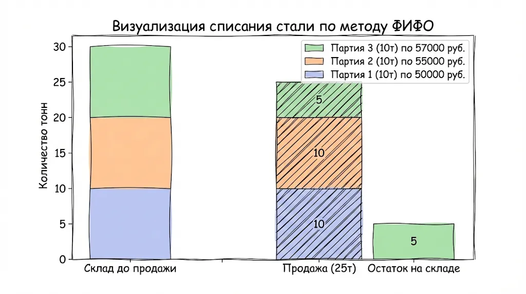 списание партий стали 