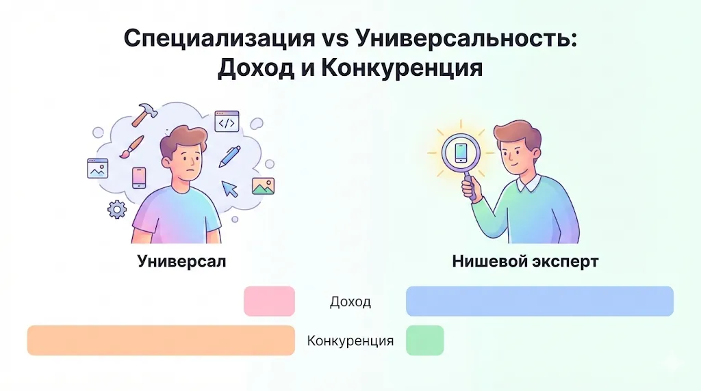 Диаграмма сравнения специалиста и универсала.