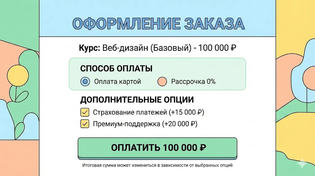 оформления заказа курса