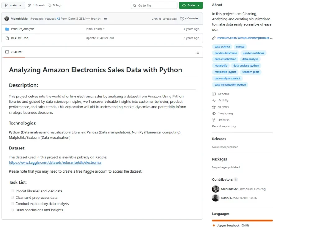GitHub пример учебного проекта 