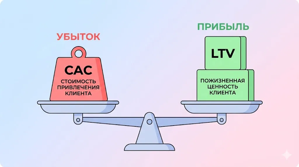 Баланс CAC и LTV.