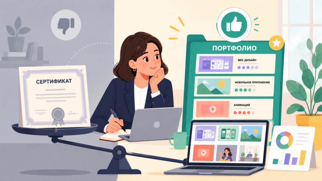 Портфолио важнее.