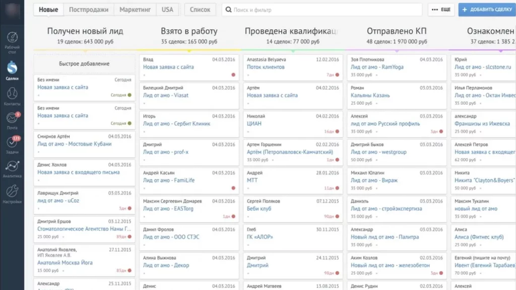 Пример работы с заявкам в црм-системе